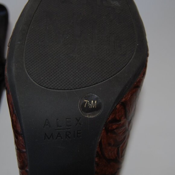Classy Alex Marie stamped leather brown sling pump - Picture 5 of 7